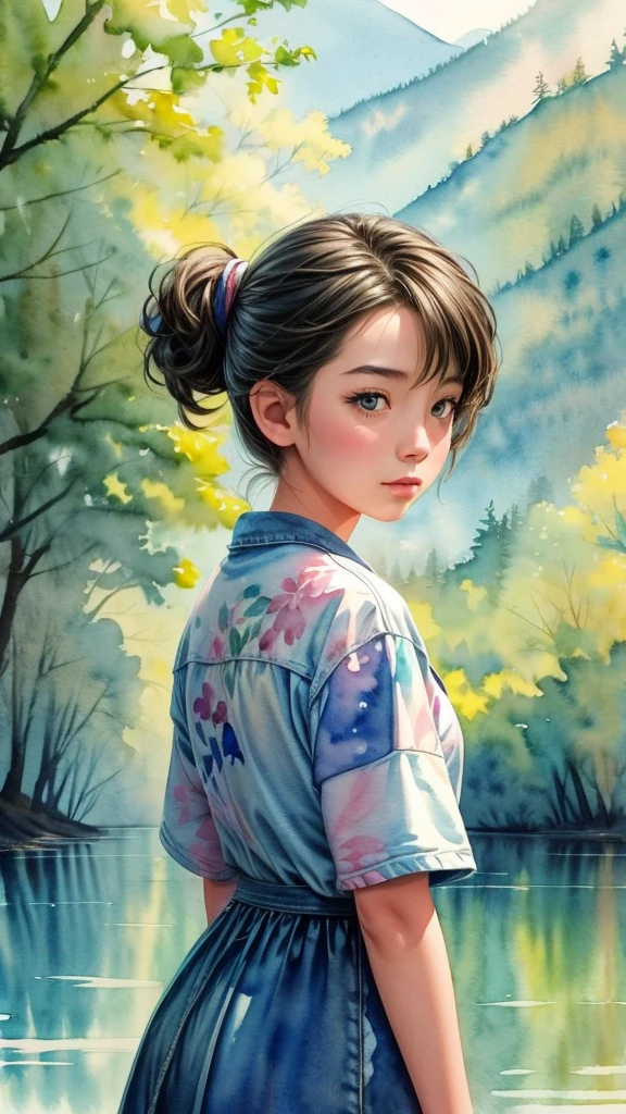 ((Watercolor landscape))、Girl
