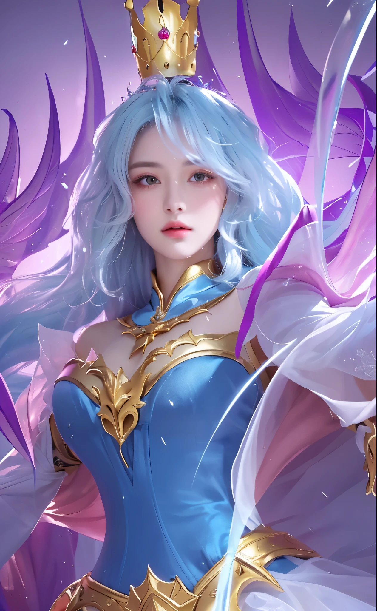 a close up of a woman with a floating crown on her head, portrait knights of zodiac girl, extremely detailed face and eyes, beautiful detailed lips, longeyelashes, intricate detailed crown, elegant portrait, fantasy, cinematic lighting, dramatic lighting, chiaroscuro, rich colors, vibrant colors, ethereal, magical, mystical