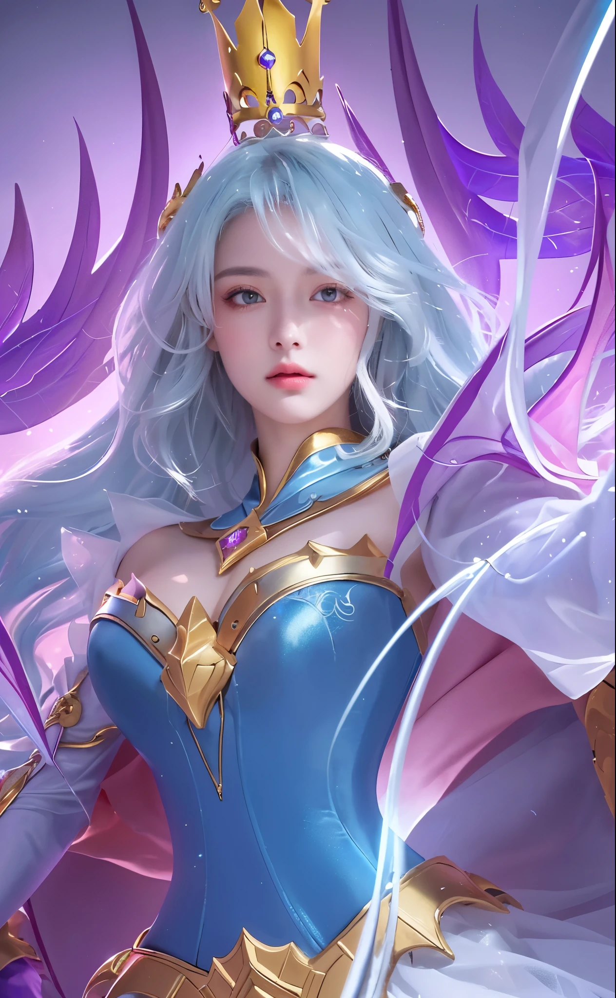 a close up of a woman with a floating crown on her head, portrait knights of zodiac girl, extremely detailed face and eyes, beautiful detailed lips, longeyelashes, intricate detailed crown, elegant portrait, fantasy, cinematic lighting, dramatic lighting, chiaroscuro, rich colors, vibrant colors, ethereal, magical, mystical