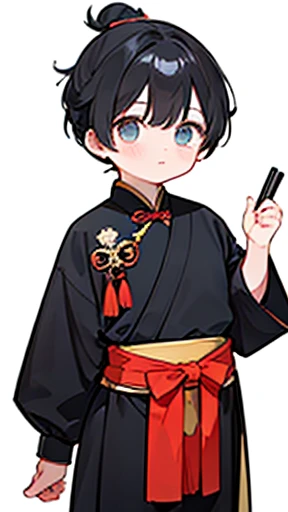Ancient Chinese、Boy in ancient Chinese costume、Intelligent boy、Looking into the camera、There is a single topknot on the head.、hanfu、Hanfu、Black Hair、Standing pose