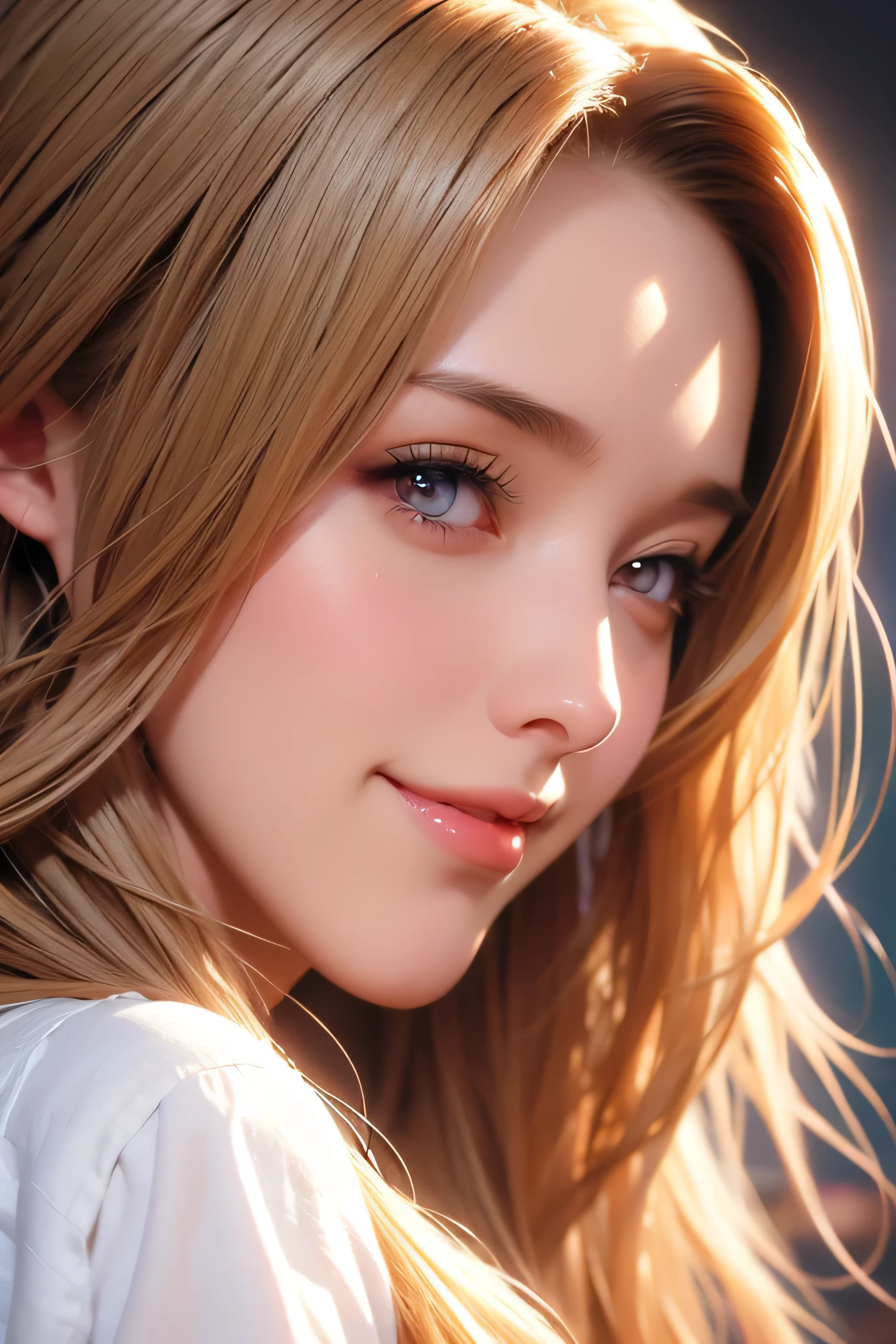 18 year old beautiful girl, Big eyes, Big Breasts, thin, 8k, highest quality, (Very detailed head: 1.0), (Highly detailed face: 1.0), (Very thin hair: 1.0), Maid clothes, High-resolution official artwork, Anime Moe Art Style, Beautiful and detailed anime art, smile, Blonde, Sleek Long Hair
