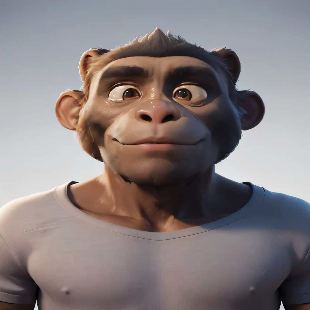 um close de um macaco de desenho animado com uma camisa, Personagem 3D realistic, Arnold Maya rendering, Arnold e Zbrush, personagem 3D art, Personagem 3D, personagem 3D, personagem 3D render, wojtek fus, animation character, renderizado em Arnold, desenho animado altamente detalhado, Personagem de desenho animado, roland zilvinskis 3d render arte