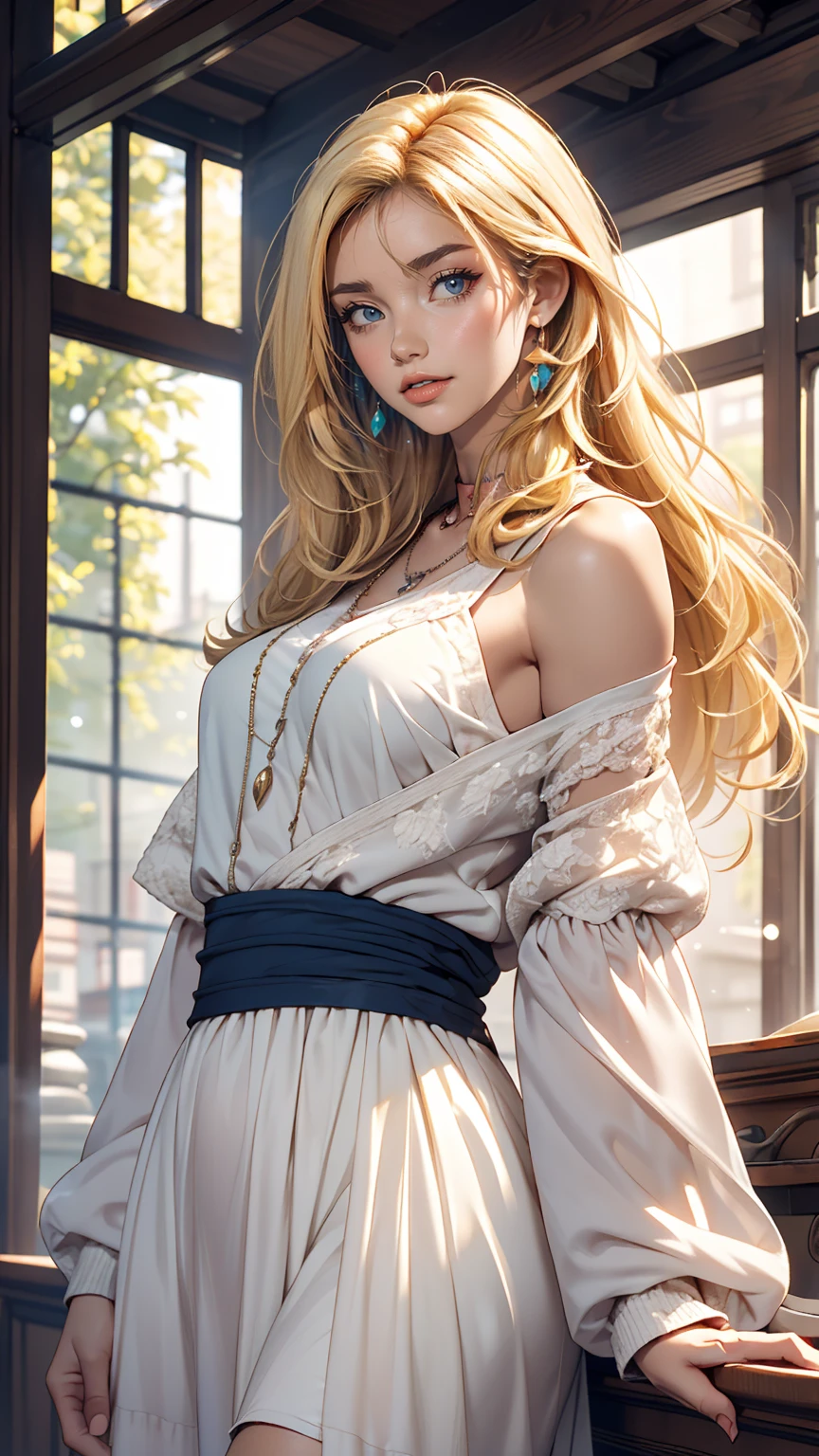 (highest quality, High resolution, masterpiece :1.3), 25-year-old Caucasian female、Platinum Blonde、blue eyes、Semi-long hair、My hair is wavy、smile、I&#39;m wearing earrings、I'm wearing a necklace、Wearing accessories on wrists and ankles、I&#39;m wearing a ring、I want my head to stay off screen、Wearing red nail polish、I&#39;m getting a pedicure、smile、Wearing a sleeveless zipper-up top、Wearing a pleated skirt、I&#39;m wearing high heels、I&#39;m wearing black stockings、Low - Angle、Wearing a lace choker、In an alleyway of brick buildings in the old town、Hands on hips、Have a clutch bag、Make up