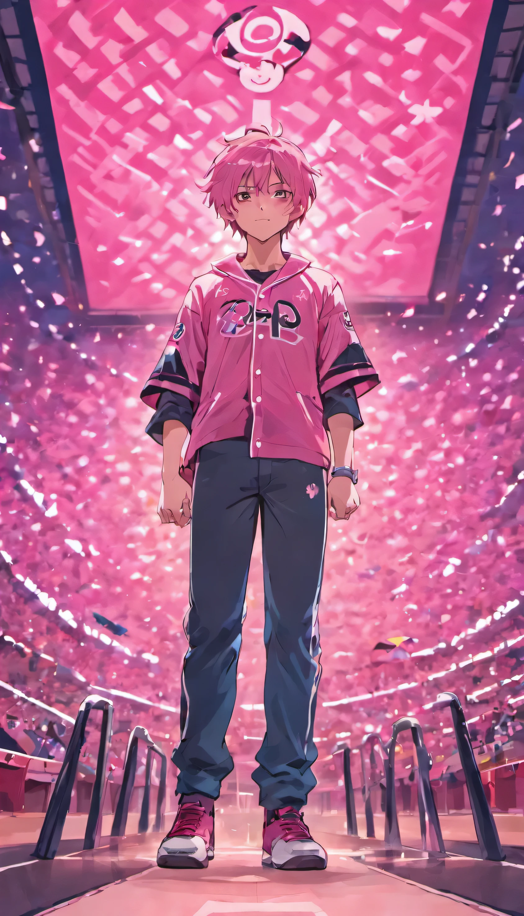 man standing on top of a baseball field, a picture, shin hanga, ((pink)), xqc, muscular!!, blog-photo