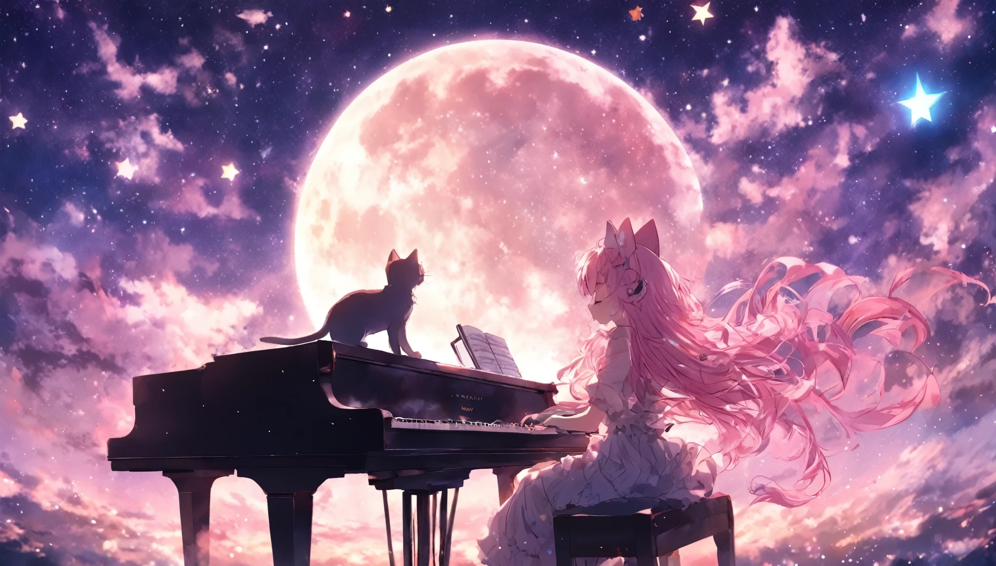 I want you to picture a scene of a girl playing the piano alone with the moon and stars in the sky. Anime, pink hair, cat ears. That's her charm.
