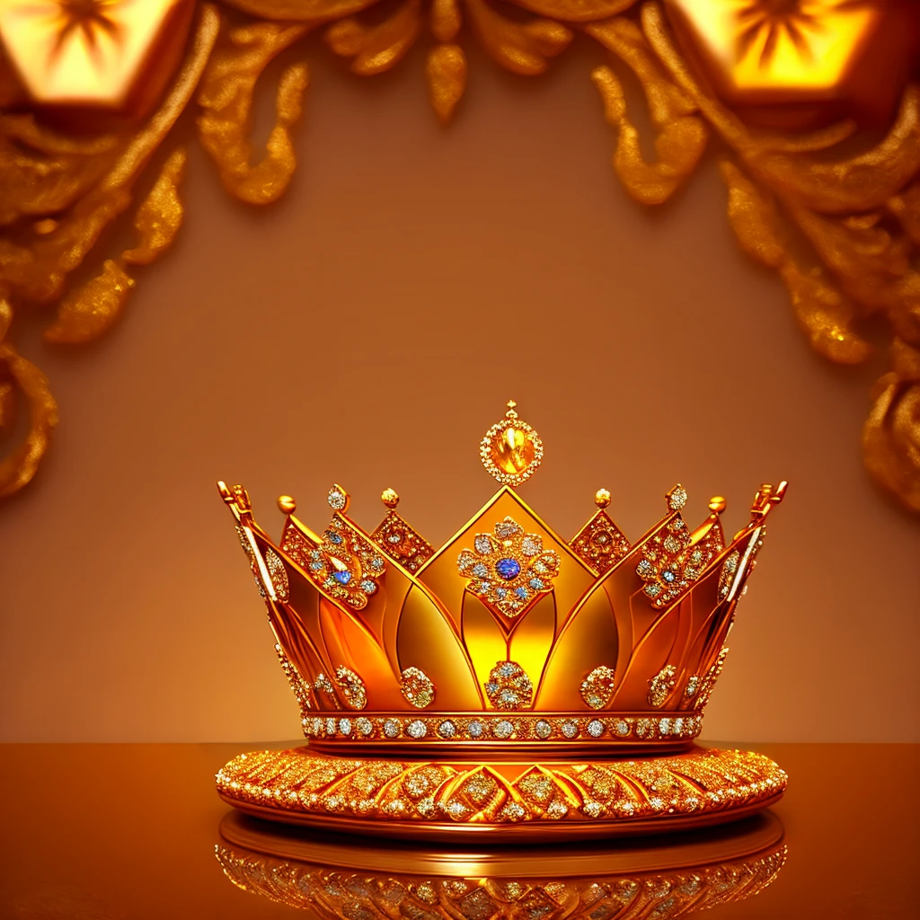 ((best quality)), ((Masterpiece)), (details), logo, Queen, Q, crown, 👸, golden orange, luxurious, shiny.