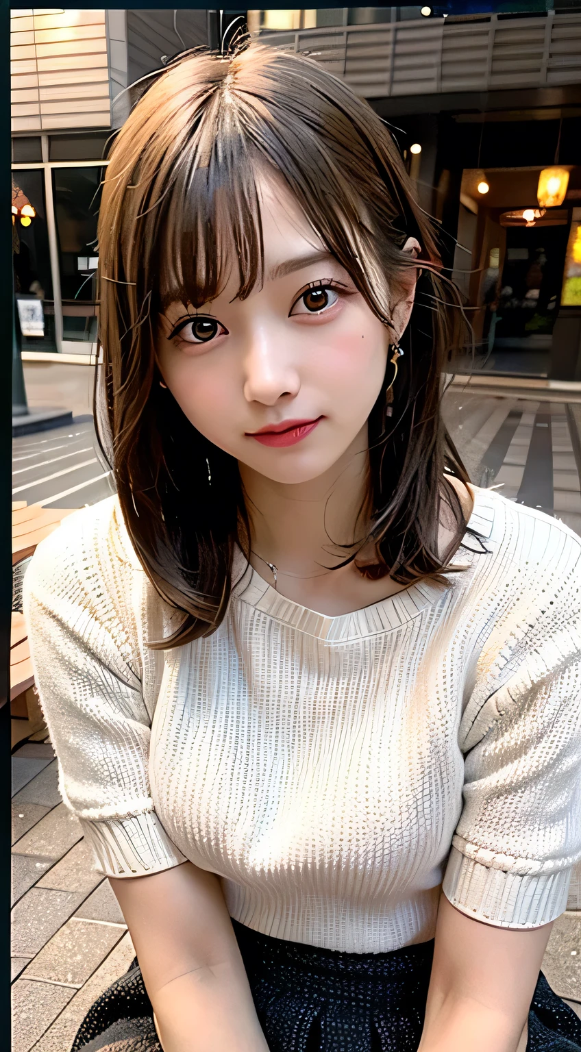 (8k, RAW Photos:1.2),Detailed face and eyes,最high quality, 超A high resolution, Very detailed ,Intricate details ,Tabletop ,pretty girl , Soft cinematic light, Hyper Detail,Sharp focus, high quality,Blonde, Bobcut, outside, knit, mini skirt, panties, Peeking from below