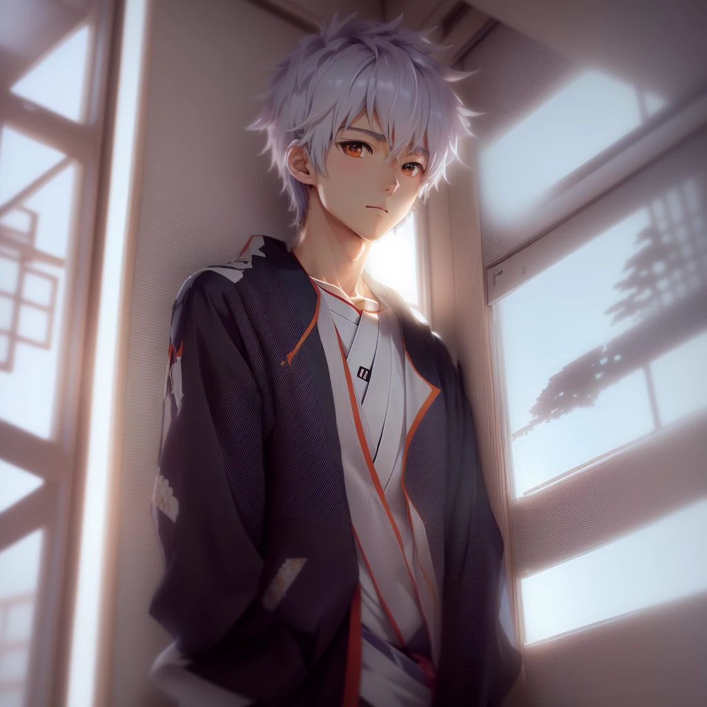 Japanese cartoons, people, people, Boys, looking out the window, wallpaper, young Japanese cartoons man, Japanese cartoons Boys, Kaworu Nagisa, handsome Japanese cartoons pose, male Japanese cartoons style, high quality Japanese cartoons artstyle, Japanese cartoons style 4 k, Japanese cartoons moe artstyle, male Japanese cartoons character, Japanese cartoons handsome man, clean detailed Japanese cartoons style, Japanese cartoons style. 8K, Japanese cartoons wallaper