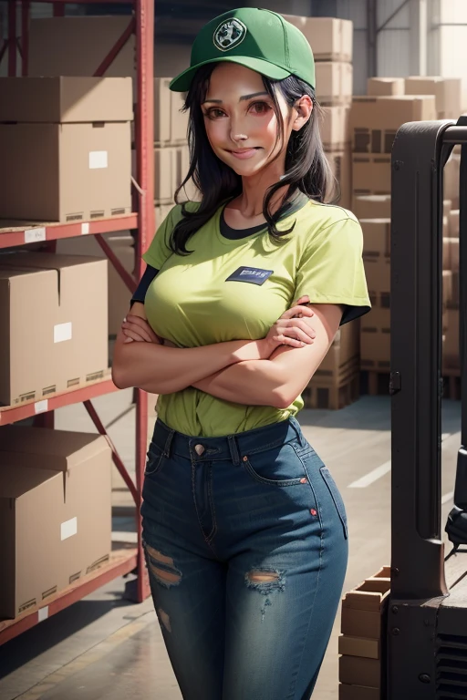 Beautiful yong woman works on sawmill