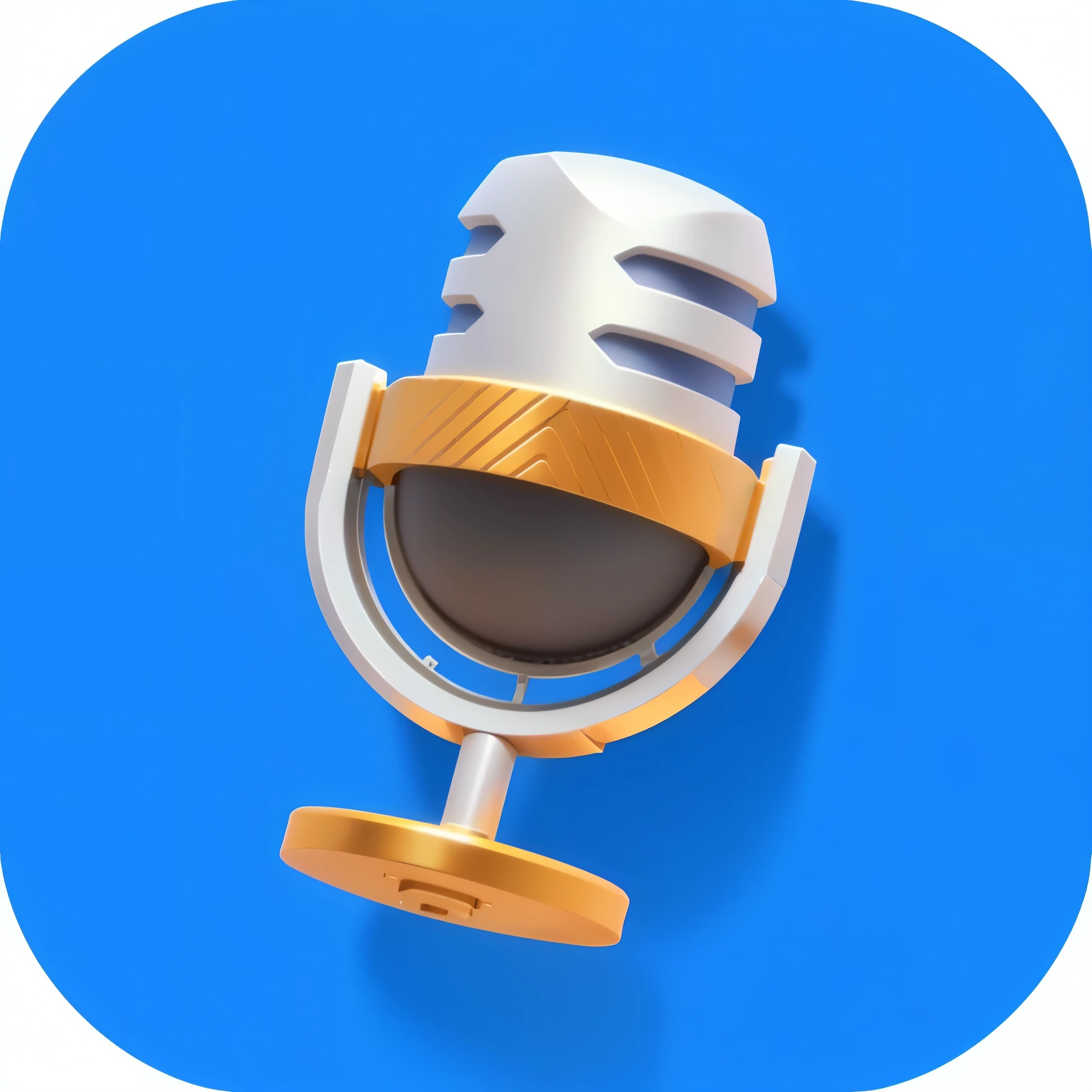 a close up of a microphone with a blue background, Flat illustration, icon, 3 d icon for mobile game, High detail illustration, 2. 5D Illustration, microphone, Very detailed illustrations, 3d matte illustration, video, detailed 2D Illustration, 3d illustration, 3d illustration, 2D Illustration, picture, 2D Illustration, On a simple background