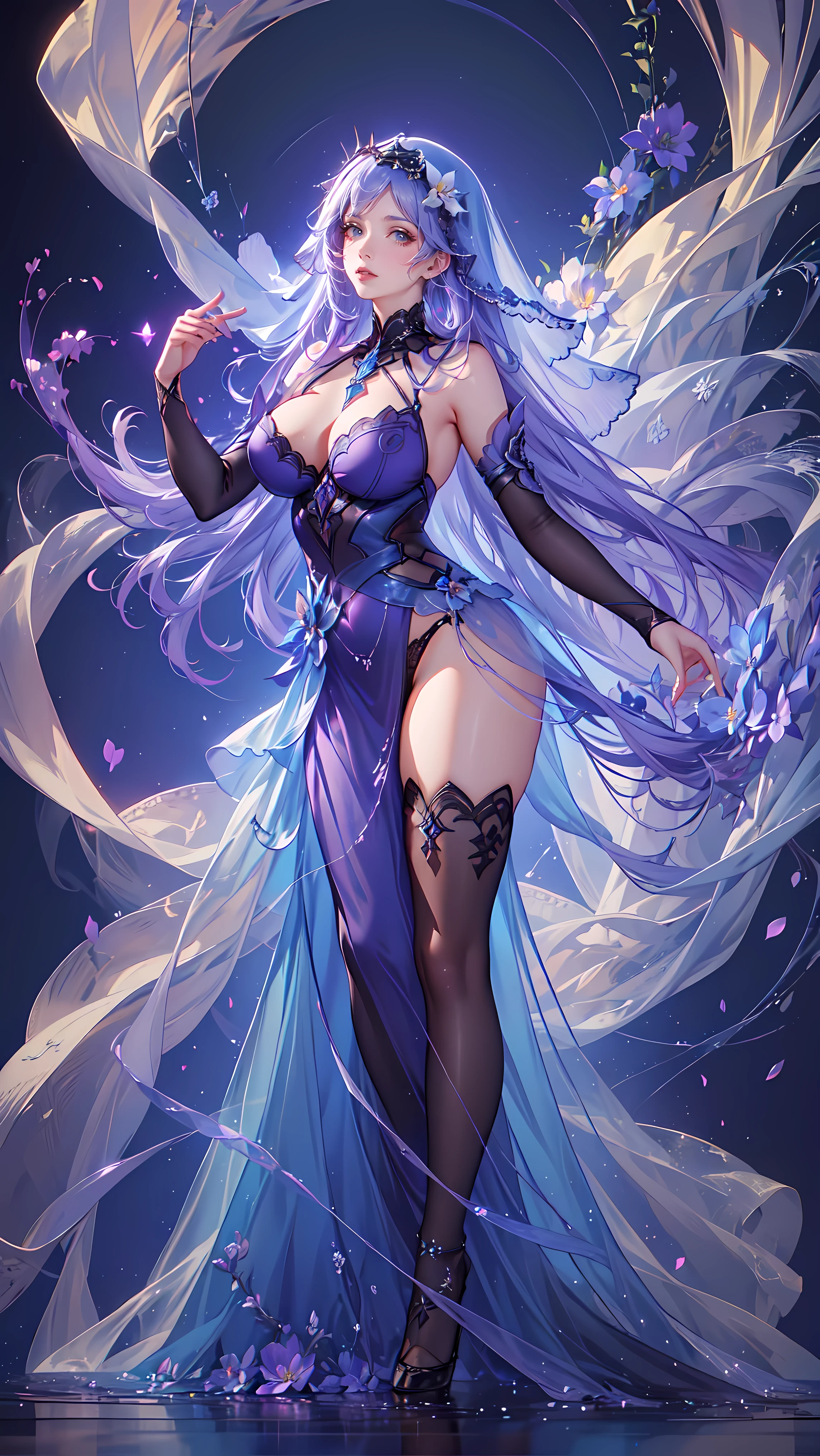 (((FULL BODY POSE))) (((SHOW PANTIES))) (((BIG GIANT BOOBS))) ((GOOD FINGER, ANATOMY CORRECTED)) ((WHITE PURPLE LUXURY ARISTOCRATIC NOBLE COSTUME)) | A WOMEN WEAR ((SEXY OUTFIT)) (((WHITE LONG HAIR WITH LONG PURPLE VEIL))) FLOATING IN THE ((BLUE SKY BACKGROUND)) ((FLOWER PETALS FAILING BACKGROUND IS A BLUE SKY)))) HORIZON PLANET FULL OF (((STARS))) | big eyes, ((big boobs)) sexy pose, big thigh, full body, large breasts, open legs, show panties, smile, portrait knights of zodiac, extremely detailed ((pixiv arts)), high detailed official artwork, [ tarot card ]!!!!!, detailed key anime art, knights of zodiac anime, beautiful celestial mage, firefly from honkai star rails, full body | (dynamic angle:1.1), outline, ((thick line art)), cover, stylish, official art, (details:1.2), (fantasy), garden, (bloom:1.1), glow:0.2, shadow, nature, flower, splash water, crystal, snowflakes, particles, bokeh, anamorphic light (depth of field), sharp focus, (volumetric lighting), (bokeh:0.6), film grain:0.4, (soft lighting:1.1) (VIGNETTE:1) | high-quality, ultra-detailed illustrations, ultra-high resolution, (high resolution, overwhelmingly pixel-perfect, luxurious illustration), (Ultra Quality, Masterpiece, Ethereal:1.4) photorealistic:.1.4, UHD (8k, RAW photo, best quality, masterpiece:1.2)