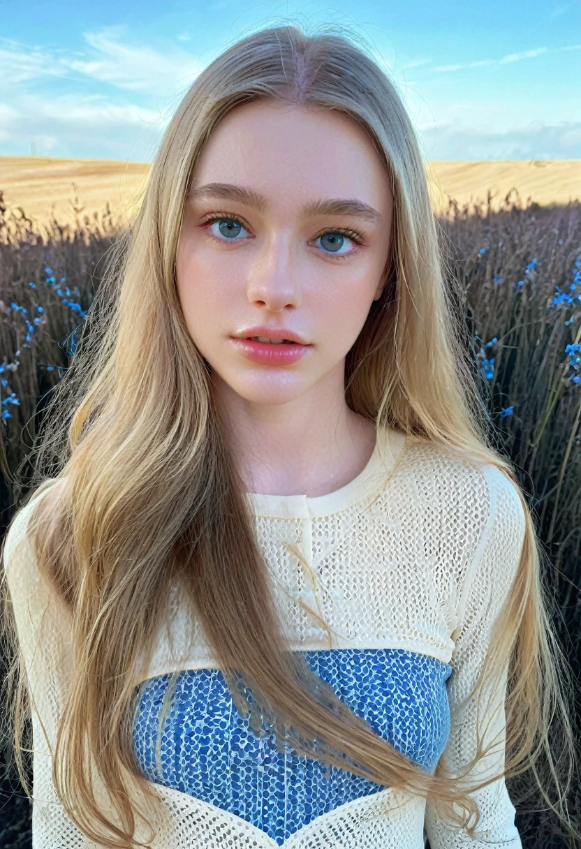((intricate details, pale skin)), solo, very detailed, detailed face, very long hair, picture of a beautiful young woman, dasha_taran, sfw, ((natural blonde hair)), High Definition RAW Photography, 16k photography, (full body), standing, delicate facial features, pretty face, detailed full body, visible from head to knees, (bright sky-blue eyes:1.2), mesmerizing eyes, emotive longing expression, (cinematic, film grain:1.1)