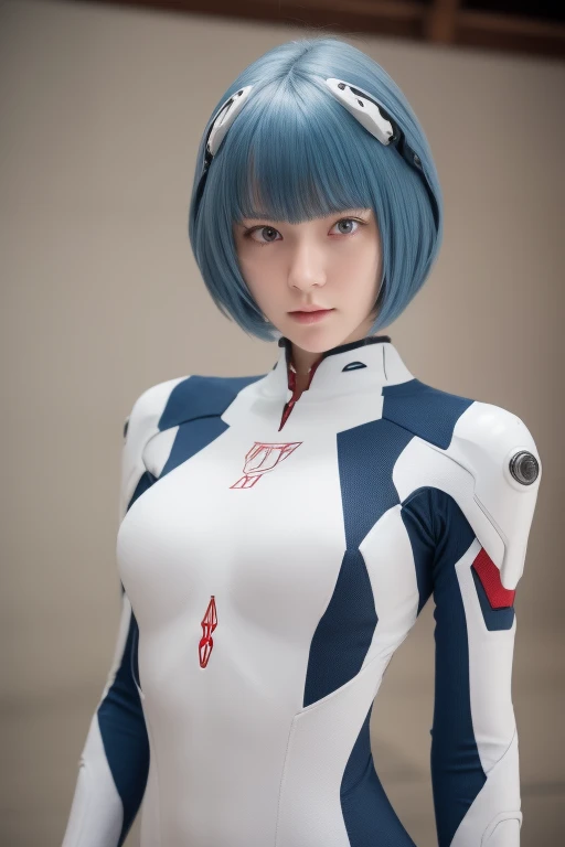 (masterpiece:1.2), highest quality, (Beautiful details:1.6), Detailed Photos, (Perfect hands, Accurate anatomy), Natural light, 
rei ayanami, Evangelion, One Woman, A sad expression, Looking into the distance, Cyan-colored hair, Smooth Hair, fine hair, short hair, (Her eyes are crimson:1.6), 
bodysuit, Headgear divided into left and right, Semi-elliptical head interface, Complete plug suit, Simple plug suit, The bodysuit is pure white, 
Inside the hangar, 大きなInside the hangar, 