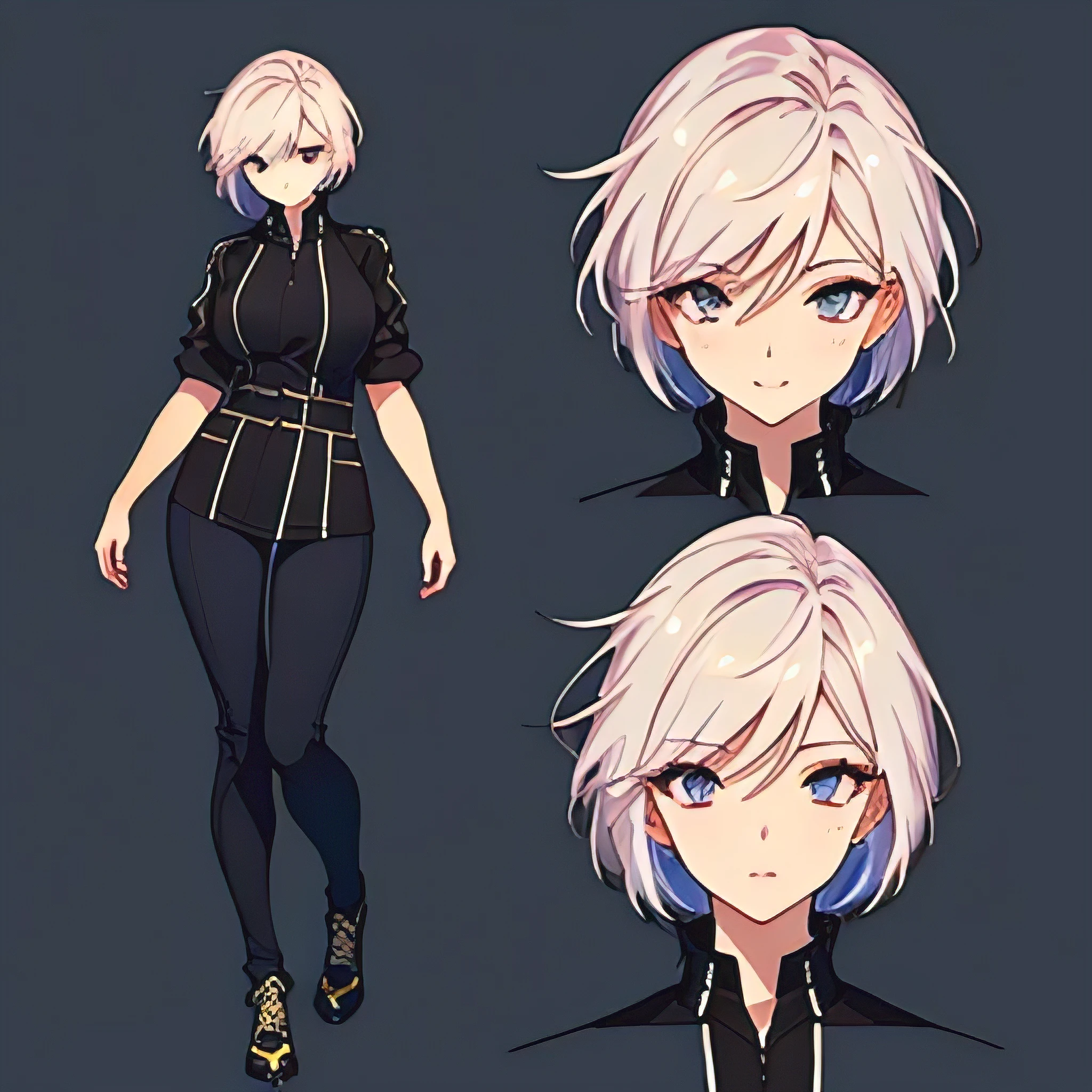 Original character sheet, short hair,Pose reference,In one pose. 8k,high quality, High resolution, 4K, hd,(Well designed face), Great face, (Very detailed), Beautiful Eyes, All images must be full body, A total of 3 images are required, Front view, Use manga style, All photos must be of the same girl, All sizes required,Office Lady,suit,8k,high quality, High resolution, 4K, hd,(Well designed face), Great face, (Very detailed), Beautiful Eyes, All images must be full body,,Thick thighs, You must write the whole body, You must write the whole body,
