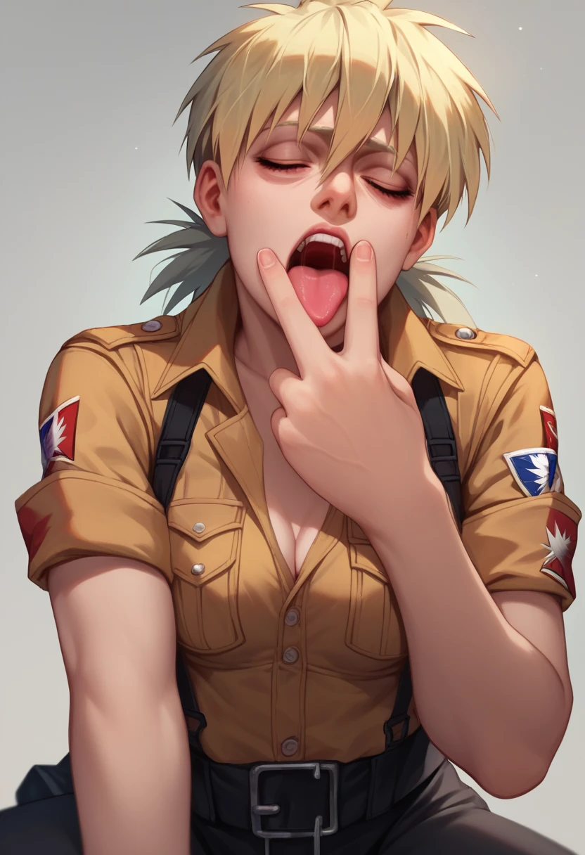 score_9, score_8_up, score_7_up, 1girl, cunnilingus gesture, hellsing