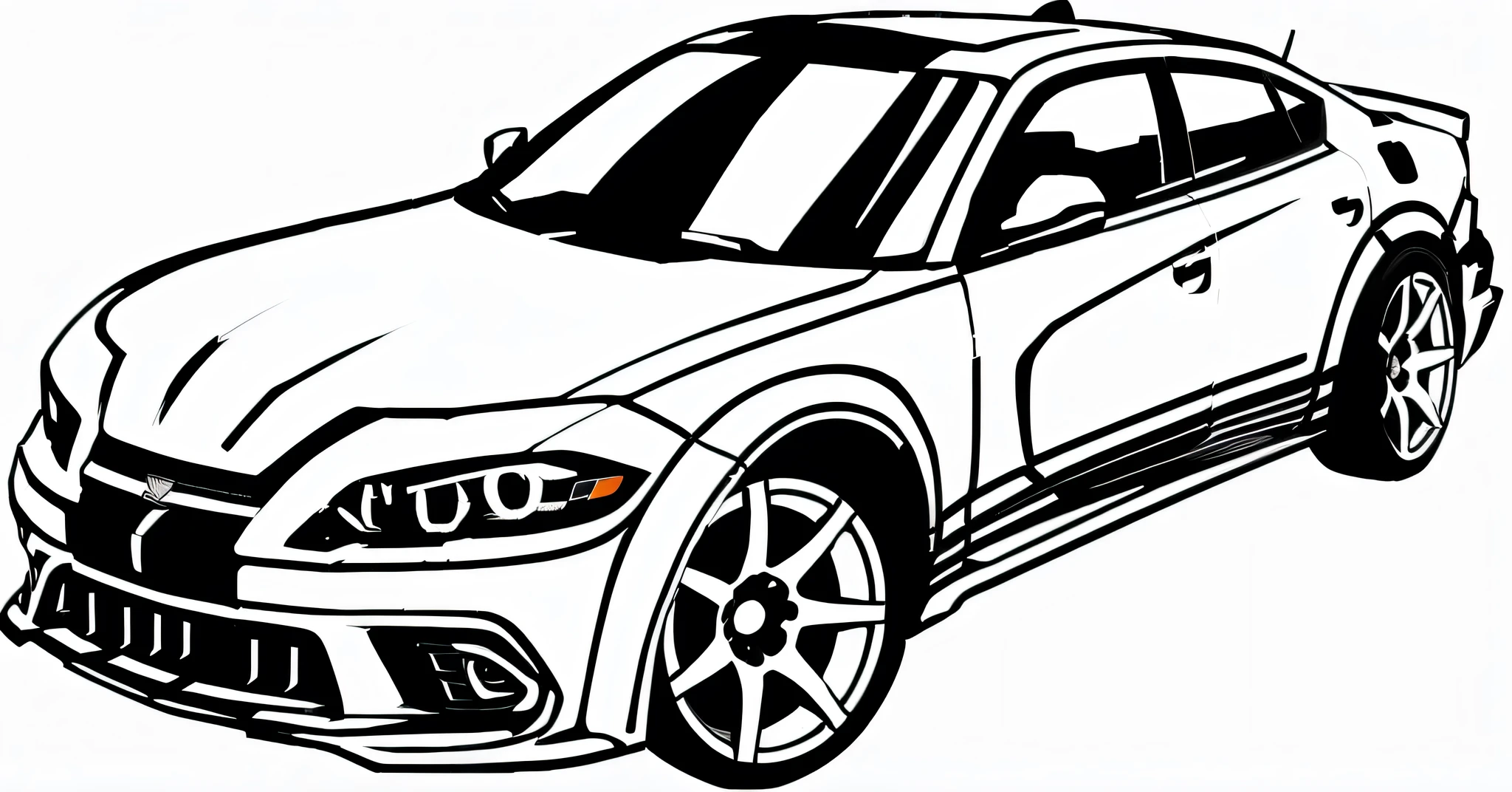 a black and white drawing of a car with a hood, Black and white vector art, Car Design Art, thick Vector Line Art, car sketch, High contrast illustrations, car illustration, Black Line Art on White Background, Vector Line Art, Bold Line Art, Black Line Art, digital line-art, detailed vectorart, car, car, full view of a sport car