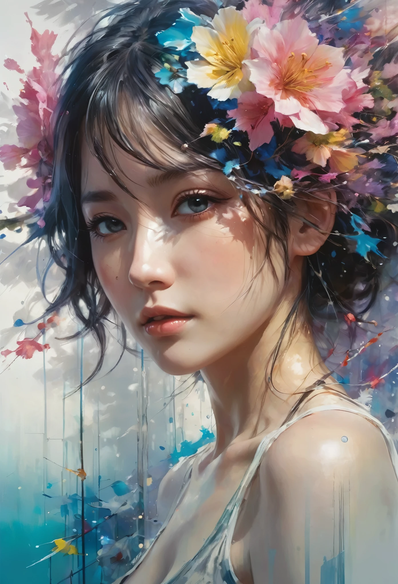 A magnificent, award-winning, and highly detailed painting featuring a panoramic view of a world filled with vibrant colors and rich The artists, Jeremy Mann, Carne Griffiths, and Robert Oxley, have masterfully used cell-shaded layers and painted with acrylic paints to create this breathtaking masterpiece. The composition follows the golden ratio, showcasing symmetry, intricate details, and depth of field. The painting utilizes volumetric lighting and sharp focus, evoking a sense of anxiety and dark fantasy. Inspired by the styles of Makoto Shinkai, Jamie Wyeth, James Gilleard, Edward Hopper, Greg Rutkowski, Studio Ghibli, and Genshin Impact, this artwork is a stunning example of conceptual art. The 8k high-resolution image is a trending piece on Pixiv and Art Station, vibrant, 3d render, conceptual art, illustration, painting