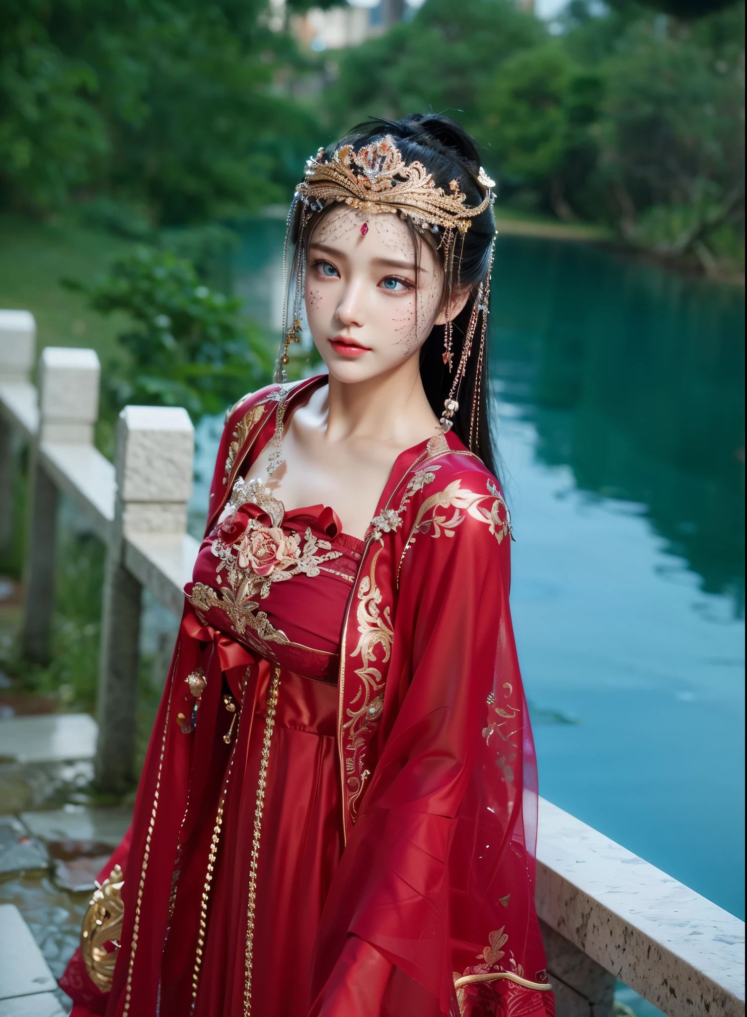 Game Art,Best image quality,Maximum resolution,8k,(A half-length photo),(portrait),(Head close-up),(Rule of Thirds),Unreal Engine 5 rendering works,20 year old girl,((Queen)),The eyes are very detailed,(Large Breasts),Elegant and noble,Light,Light线追踪,Game CG,((3D Unreal Engine)),OC rendering reflection mode,4K,Ultra-clear,Sensual,Translucent lace,Fair and plump figure,Pretty Face,Light泽凝胶涂层,身着华贵礼服的Queen,Crystal Gem Crown,Necklace jewelry,blue eyes,The tattoo is very three-dimensional,Gorgeous and intricate tattoo designs,Ultra-clear portrait,Sexy body,Temple Princess,Sapphire eyes,