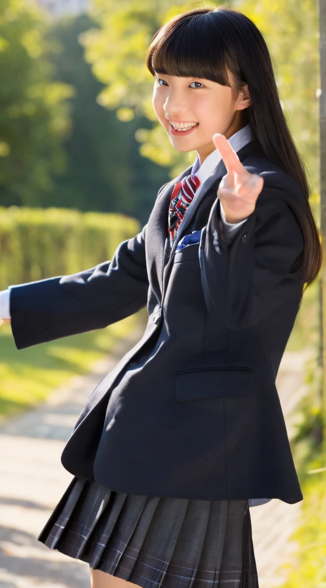 high resolution、High quality、Japanese girl、uniform、evening、A dynamic pose、On the way home