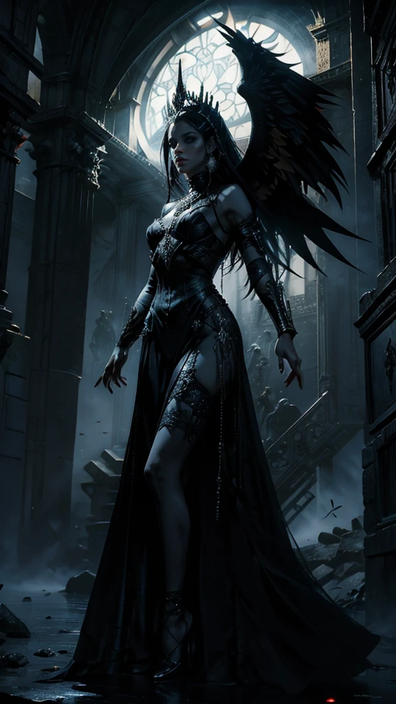 Official Art, Unified 8k Wallpapers, Ultra Detailed, Beautiful and Aesthetic, Masterpiece, Best Quality, (Zentangle, Mandala, Tangle, Entangle), (Fractal Art: 1.3), 1girl, Black Angel, (Black Feather Wings: 1.1), Very Detailed, Dynamic Angle, Cowboyshot, Most Beautiful Forms Chaotic, Elegant, Fauvist Design, Vivid Colors, Romanticism, James Jean, Robbie Devi Antono, Ross Tran, Francis Bacon, Michal Mraz, Adrian Gaini, Petra Kotwright, Gerhard Richter, Takatoto Yamamoto, Ashley Wood, atmospheric, ecstatic notes, flow notes visible