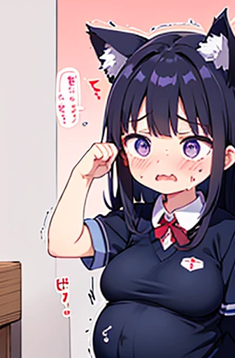 Have cat ears、work、Looks very painful、Small face、、Very embarrassed look、Big Breasts、Very impatient、Trembling、Sweating、Are pregnant、disease、stomach部、Fixed、stomach部、Wearing a uniform、stomach、One Girl