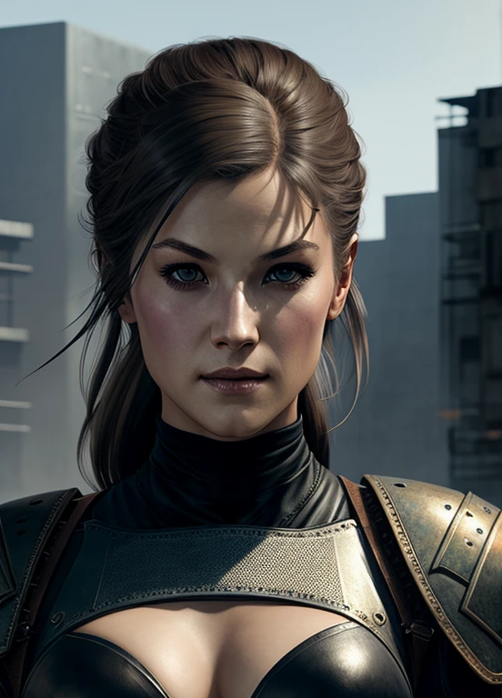 illustration of sks woman as thief in leather armor, smirk, beautiful detailed eyes, cinematic, drawn by Greg Rutkowski, Yoji Shinkawa:0.6, vibrant colors, 
