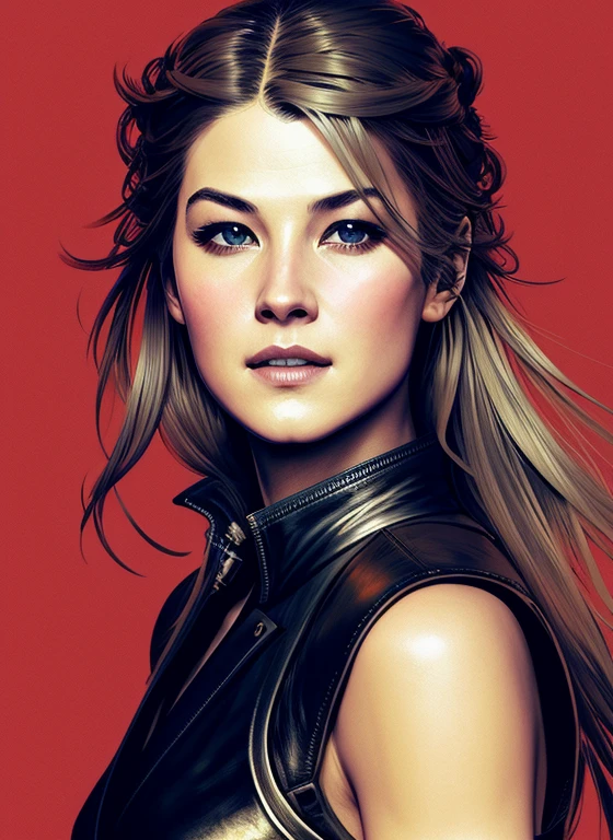 illustration of sks woman as thief in leather armor, smirk, beautiful detailed eyes, cinematic, drawn by Greg Rutkowski, Yoji Shinkawa:0.6, vibrant colors,
