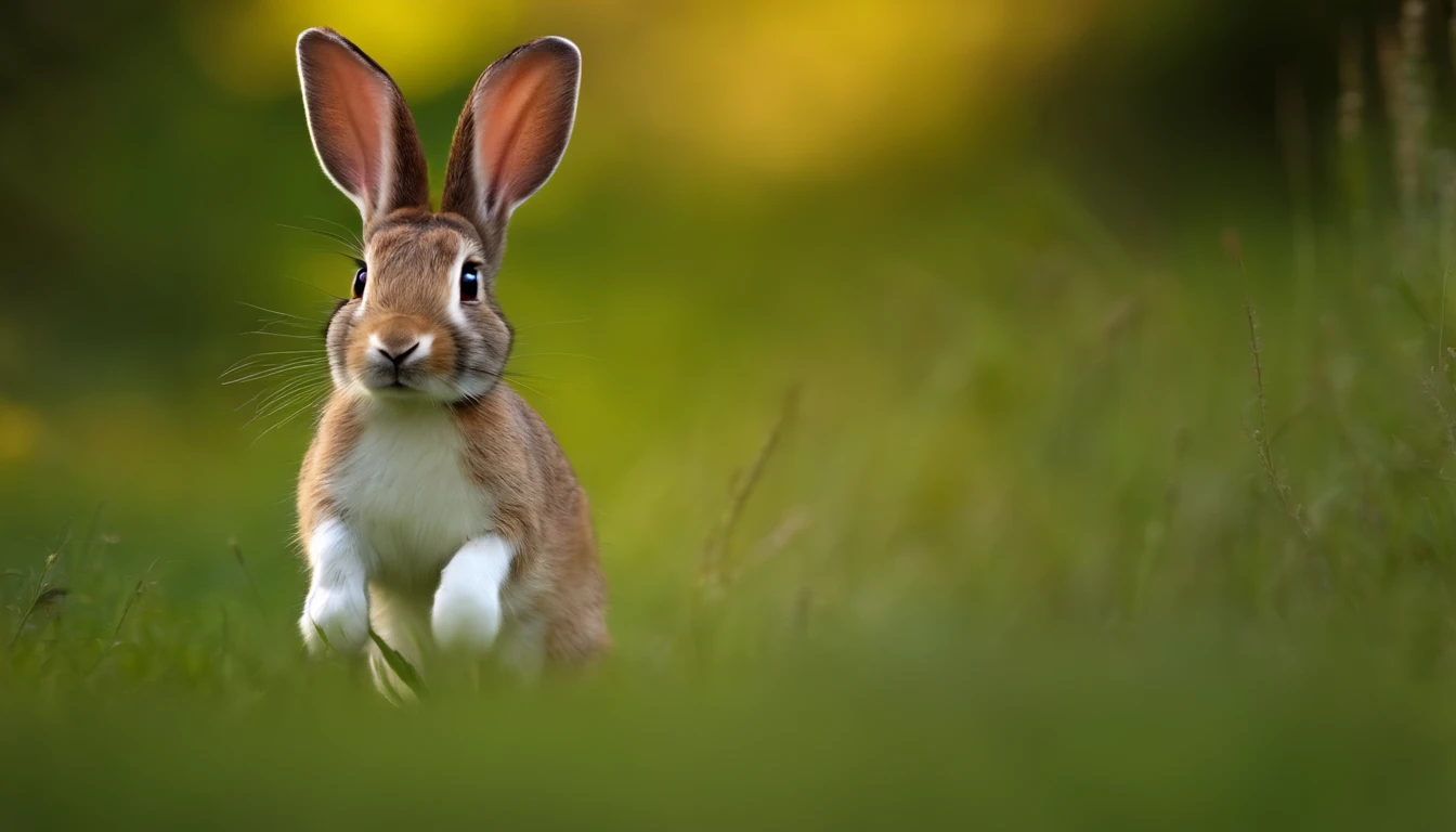 rabit in the grass jumping