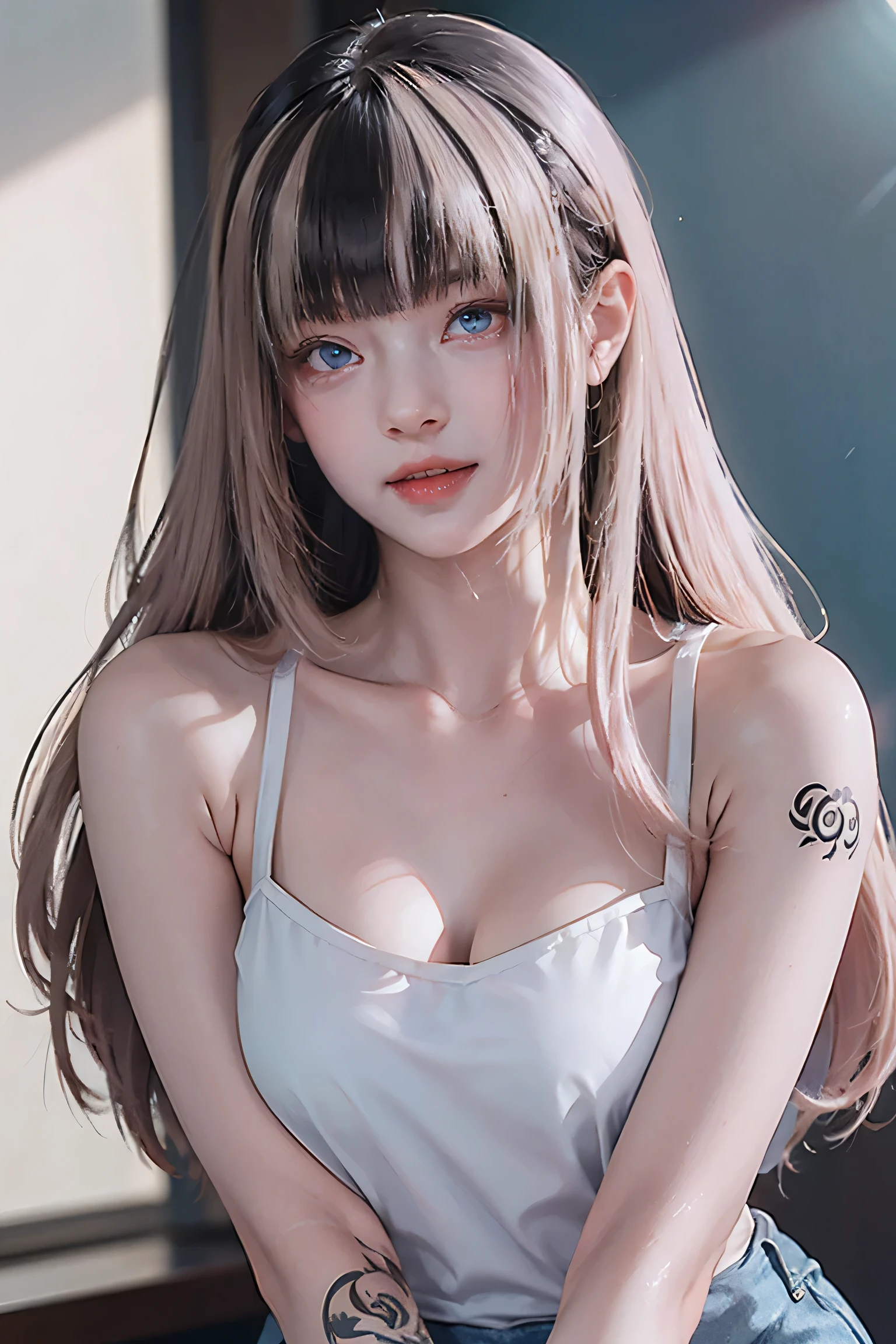 (Random Porn Pose),(Random Hairstyles),(Best image quality,(8k),Ultra-realistic,最high quality, high quality, High resolution, high quality,Attention to detail,Beautiful details,Fine details,Extremely detailed CG,Detailed Texture,Realistic facial expressions,masterpiece,in front),See-throughブラ,tight,stockings,Pink Hair, Shorts, (((Tight waist))), ((Big Breasts)),(See-through),(((He has many tattoos all over his body)),Soaking wet,Revealing clothing，photo shoot, , Strong design sense,Delicate skin, High quality texture, Glare Backlight, Professional Studio Lighting，Pink Hair，Narrow waist