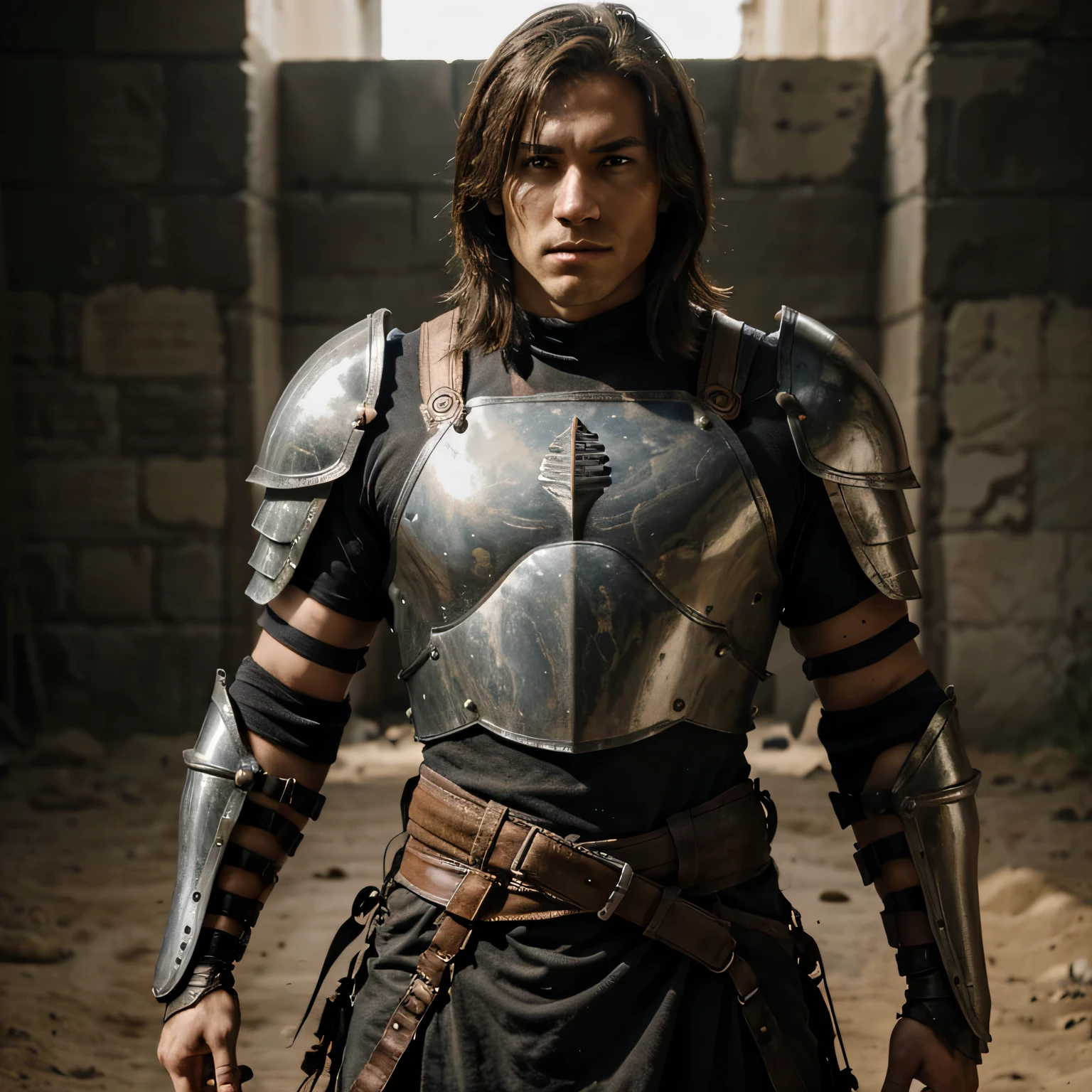 human warrior，male，armor，Upper Body，On the battlefield