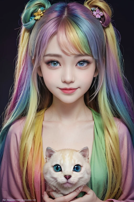 Labu Boo,fully available, rainbow colored,Smile a little., It came out a little scary., cute, Eyes staring at the camera, The picture makes it clear., How many?,