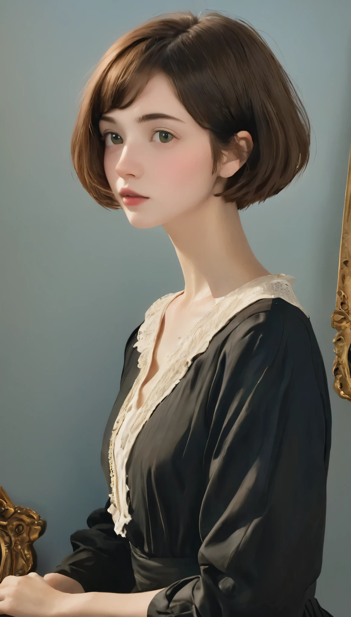 masterpiece, highest quality, 1. woman, 20-year-old, ((short hair)), Surrealism