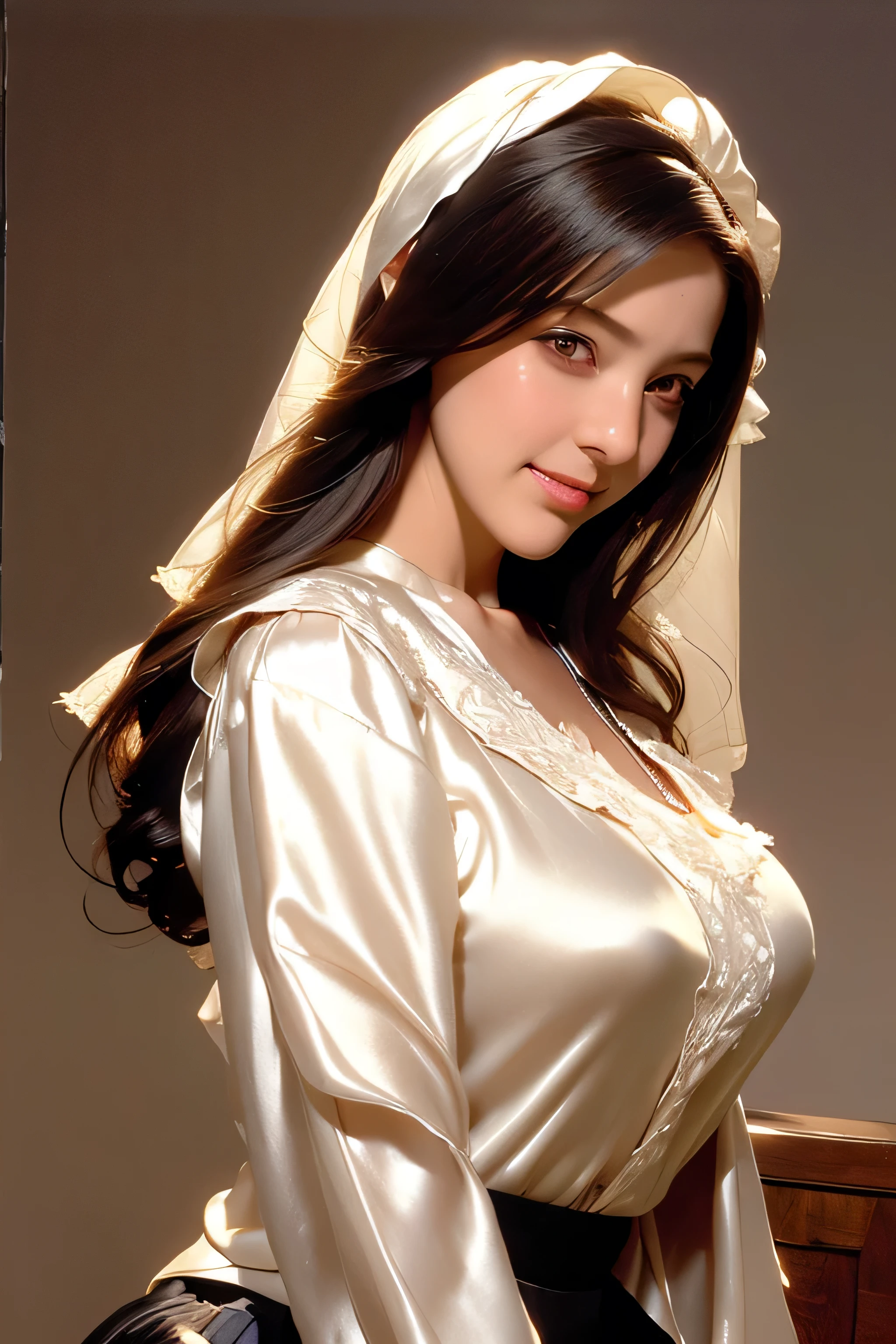 Beautiful 8 year old girl, Big eyes, midum Breasts, thin, 8k, highest quality, (Very detailed head: 1.0), (Highly detailed face: 1.0), (Very thin hair: 1.0), Maid clothes, High-resolution official artwork, Anime Moe Art Style, Beautiful and detailed anime art, shy smile, Blonde, Sleek Long Hair,((Blouses and skirts, Wearing a silk blouse, wear a shirt and skirt:1.3)),