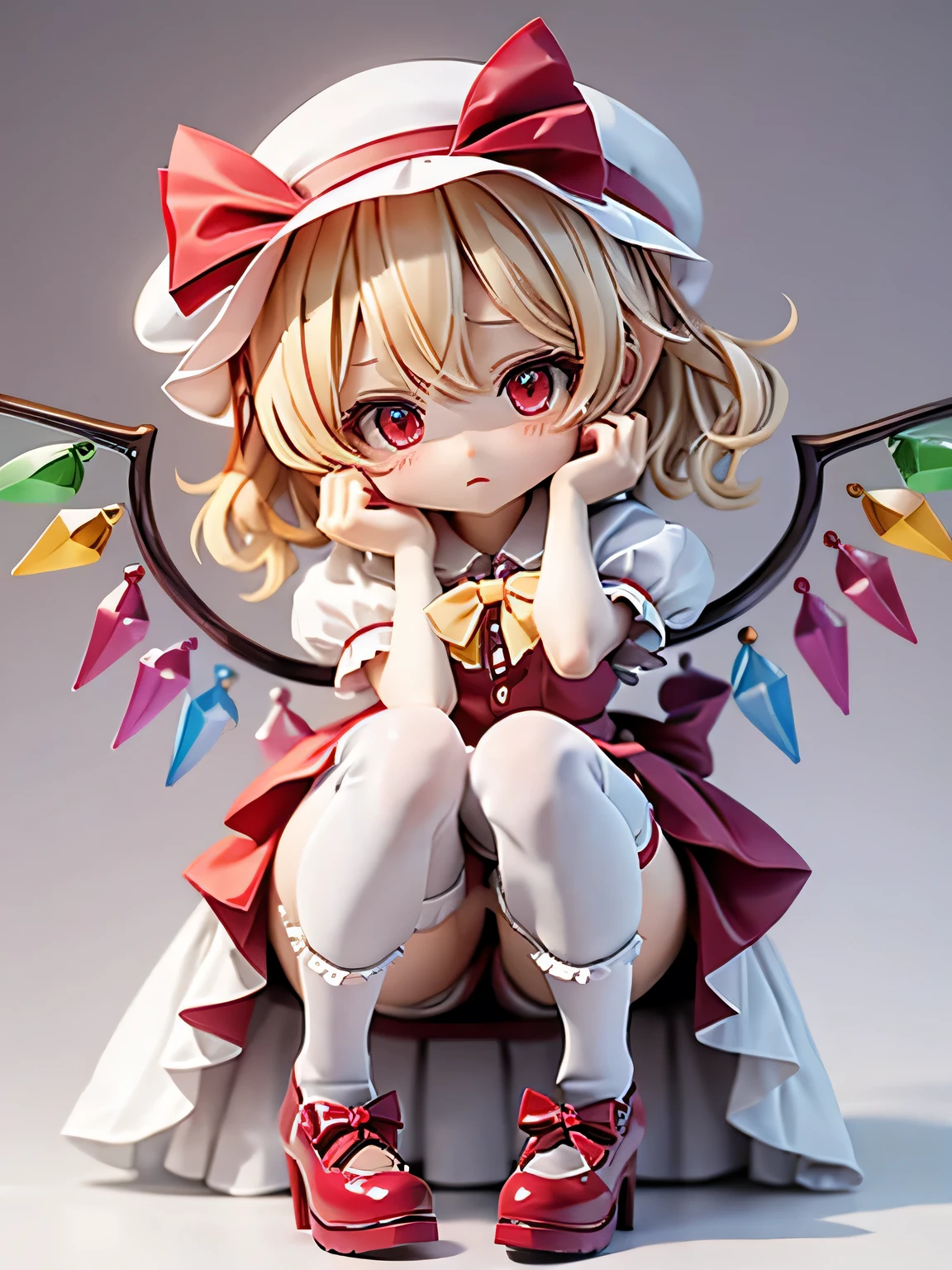 Flandre Scarlet、Touhou Project、Young、lovely、White Knee Highs、slender、Drawers、Red Shoes、