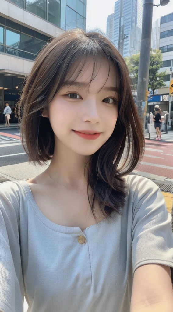 ((highest quality, 8k, masterpiece:1.3)), concentrated: 1.2, Perfect body beauty: 1.4, Hips: 1.2, ((Layered Haircut, chest: 1.2)), (Wet clothes: 1.1), (rain, street:1.3), Bandeau dress: 1.1, Highly detailed face and skin texture, Fine Eyes, double eyelid, Whitening skin, Long Hair, (shut up: 1.3), smile,Girl taking selfies,Asia,Japanese,cute,Stylish,My face is covered by my smartphone,Late 20s,outside,Sitting on the sidewalk