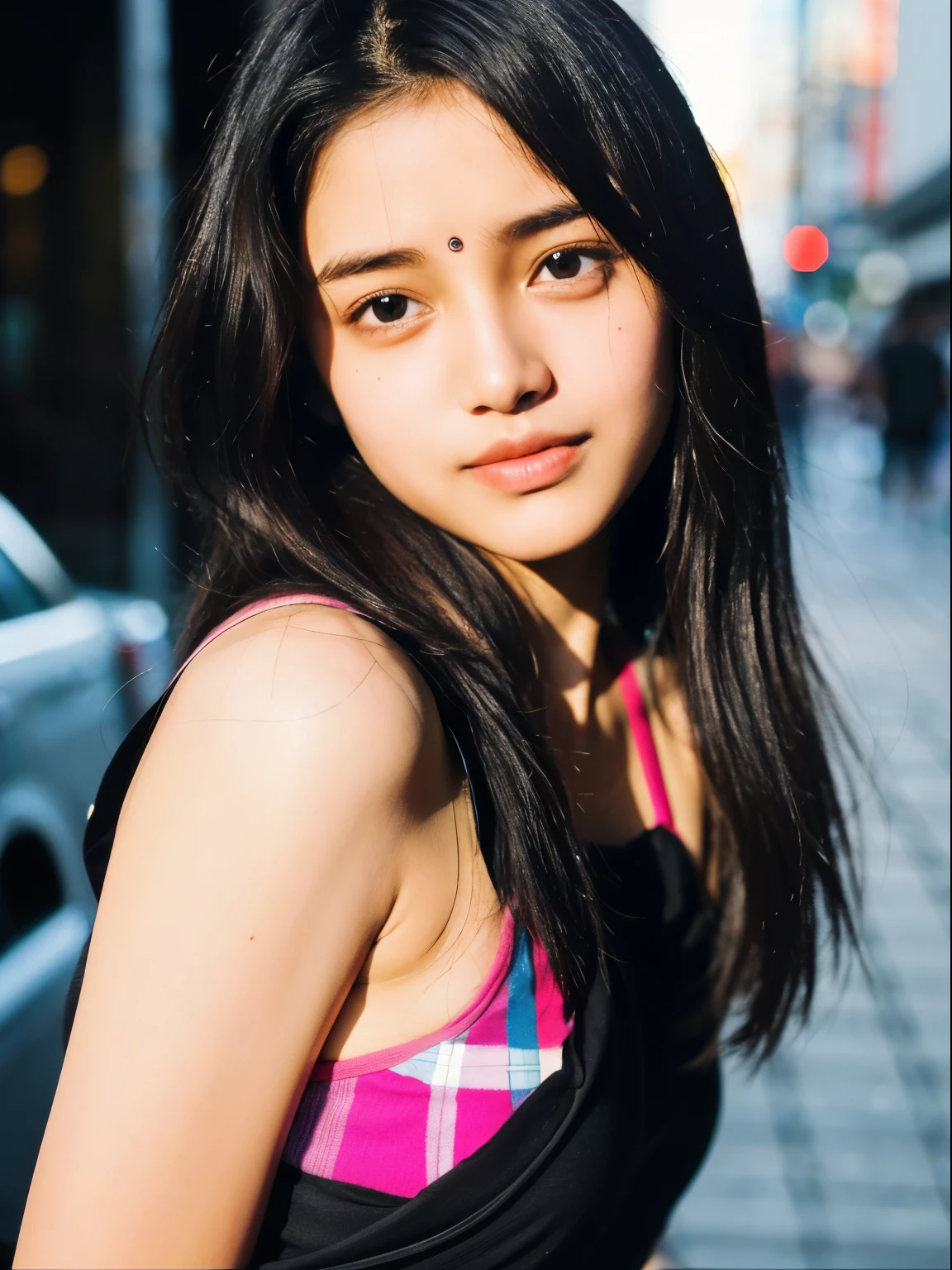 ((best quality)), ((masterpiece)), (detailed), perfect faceovely cute young attractive indian teenage girl, big city girl, 18 years old, cute, an Instagram model, black_hair, colorful hair, hot, dacing ,sexy ,black saree
