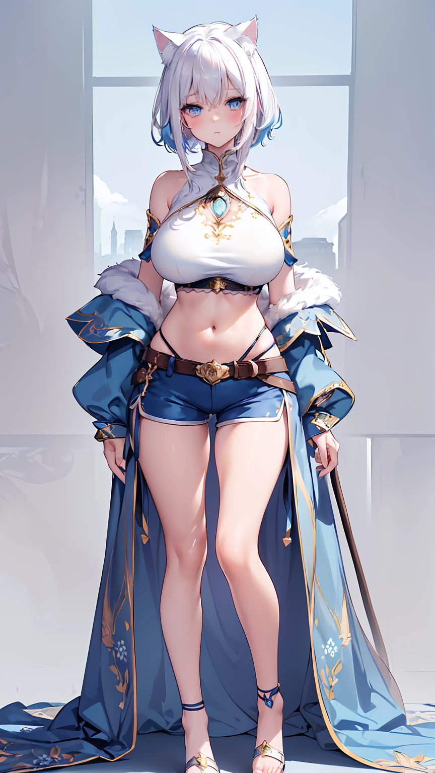 Masterpiece, high quality, detail face, niloudef, smile, standing, huge breast