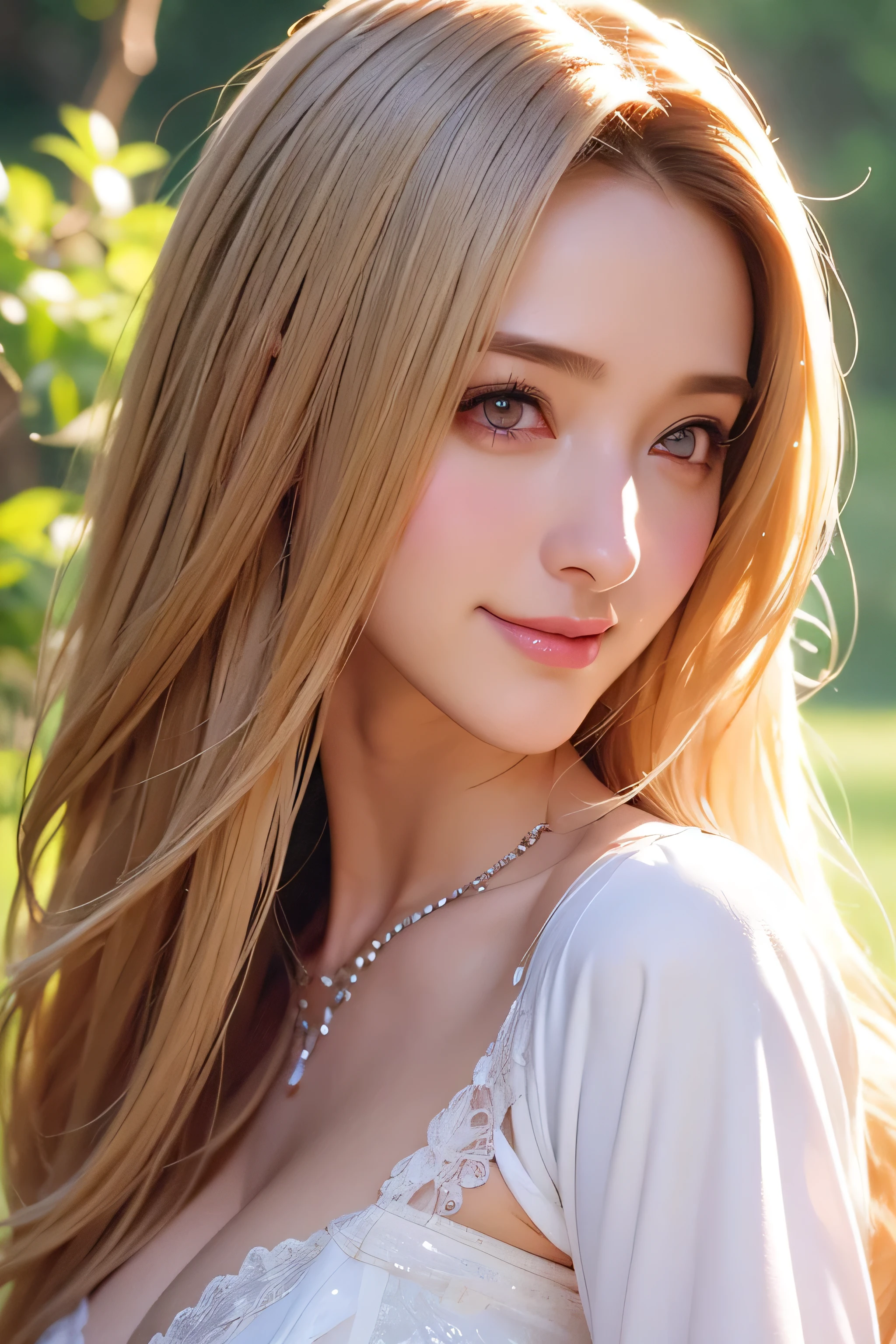 18 year old beautiful girl, Big eyes, Big Breasts, thin, 8k, highest quality, (Very detailed head: 1.0), (Highly detailed face: 1.0), (Very thin hair: 1.0), Maid clothes, High-resolution official artwork, Anime Moe Art Style, Beautiful and detailed anime art, smile, Blonde, Sleek Long Hair