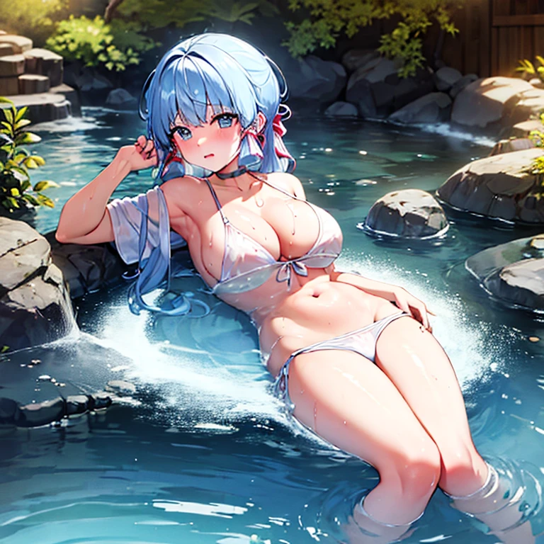 (masterpiece), best quality, 4K, expressive eyes, perfect face,Mature female,1 girl (ganyu,Genshin impact),nude,indoor onsen background,medium breasts,smile seductively,nipples,wet,slim figure,siting on ledge ,leg apart,bottom view ,looking at me