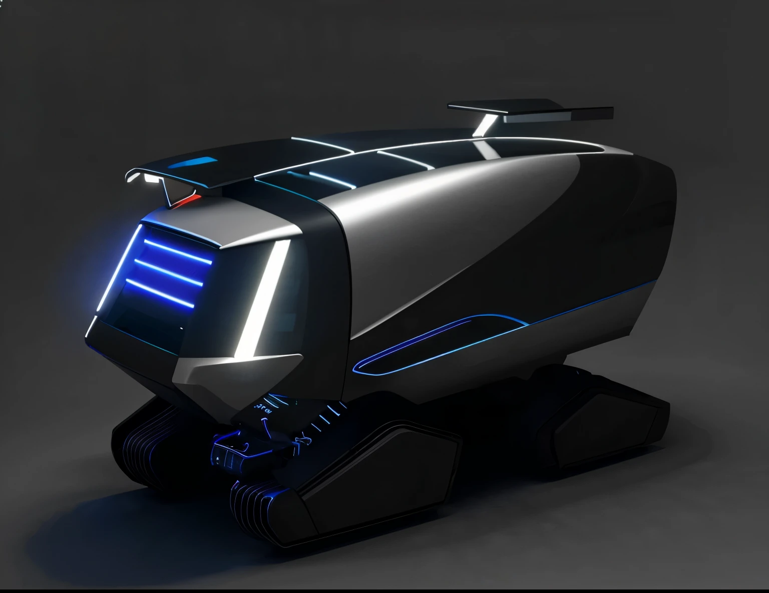 a sleek, futuristic self-driving delivery vehicle, advanced industrial design, warm lighting accents, high-tech vibes, smooth metallic surfaces, clean modern aesthetic, detailed engineering, minimalist lines, glowing ambient lights, cinematic atmosphere, seamless integration of technology, stylish and sophisticated, dynamic poses, photorealistic 3D render, cinematic lighting, vibrant colors, dramatic shadows, glossy reflections, ultra-detailed, 8k, best quality, masterpiece