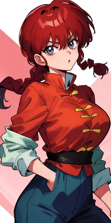 RanmaChan, Are standing, alone, big_chest, single_Braiding, Ranma Redshirt, masterpiece, highest quality, Detailed face, Fine grain, High resolution,