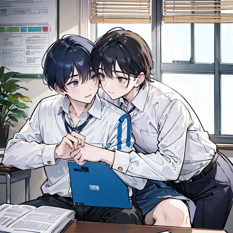 Two men (school officials) who love each other are at school and are involved in an important meeting.