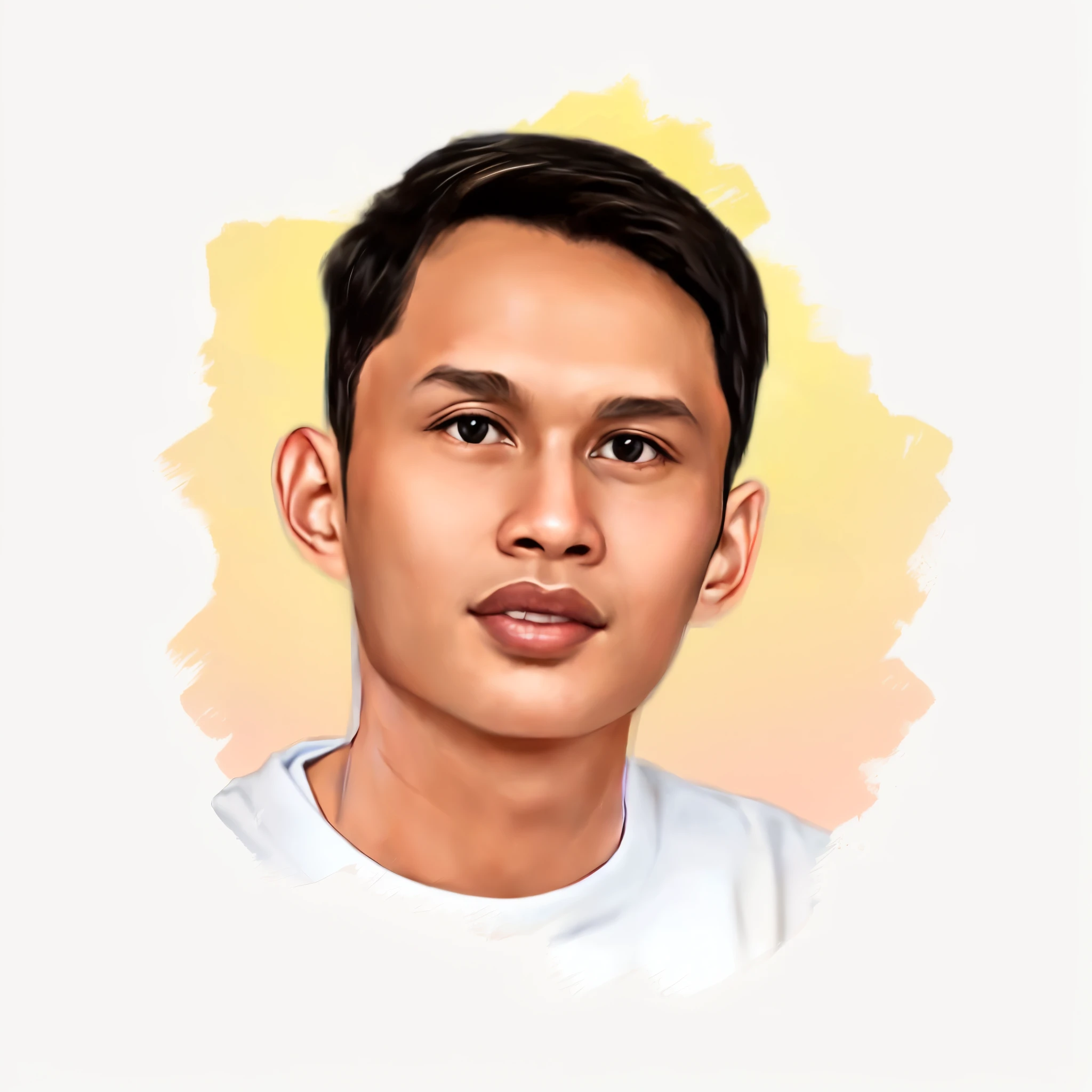 portrait of a man with a white shirt and a yellow background, digital illustration portrait, nft portrait, 2d portrait, cartoon portrait, portrait illustration, digital art portrait, high quality portrait, digital portrait, detailed illustration portrait, digital panting, digital artist, stylized portrait, color portrait, cartoon digital painting, digital art illustration, detailed color portrait, digital illustration