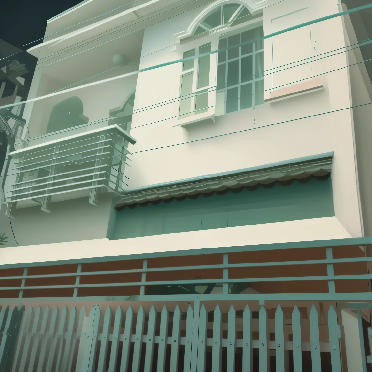 there is a white building with a green window and a red roof, complete house, front-view, frontview, exterior view, front side, front view, outside view, full building, building facing, view from bottom, fully functional, listing image, corner, mid-view, photo taken in 2 0 2 0, front photo