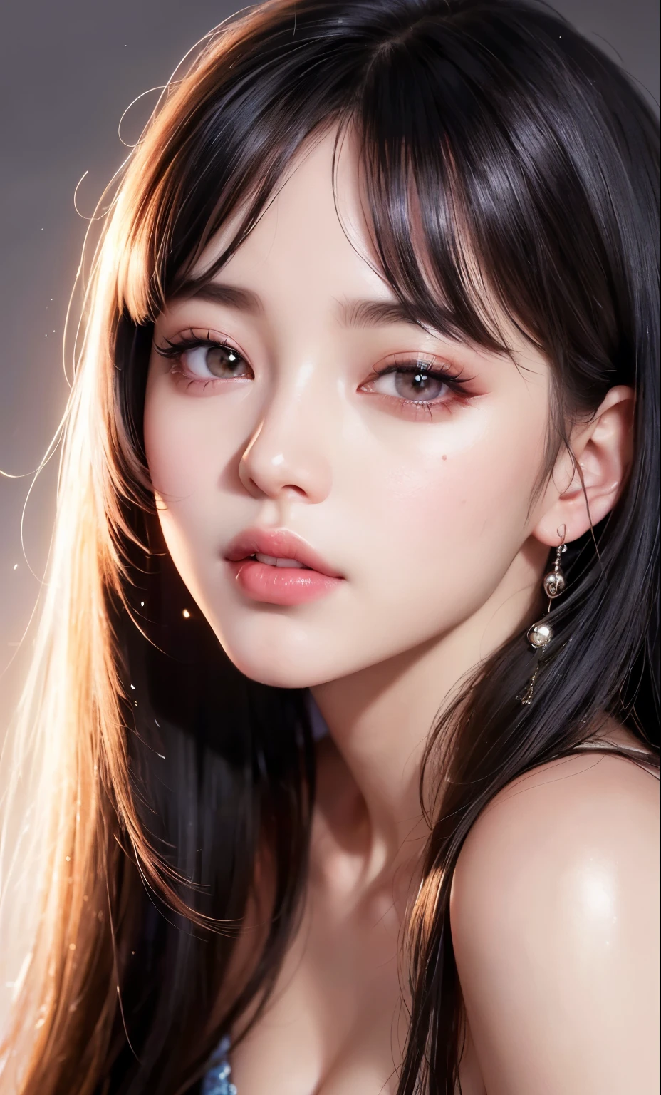 (8k, RAW photo, photorealistic:1.25) ,( lipgloss, eyelashes, gloss-face, glossy skin, best quality, ultra highres, depth of field, chromatic aberration, caustics, Broad lighting, natural shading,Kpop idol) looking at viewer with a serene and goddess-like happiness,