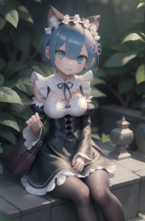 Rem /(Re:zero)/ ,anime girl sitting on steps , short light blue hair , blue eyes, girl fanart, in an anime style, in anime style, artwork in the style of guweiz, anime moe artstyle, modern anime style, anime style illustration, anime style only, anime artstyle, anime style, anime style character, anime style. 8k, anime style art, anime style 4 k