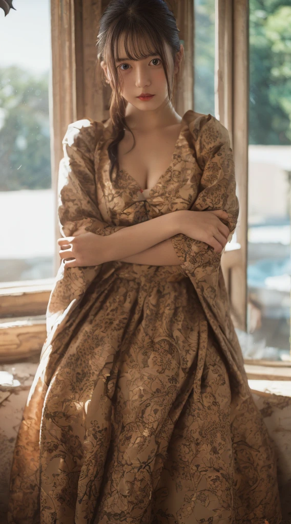 (1 nogizaka girl,masterpiece, Best image quality, high quality, ultra High resolution,High resolution,detailed, highly detailed, super detailed,3D Rendering,Unreal Engine,unity 8k wallpaper:1.3),One Girl,Japanese Girls,beautiful girl,incredible beautiful girl,(Facing the children_v1:0.4), (Robe Dress,Japanese Junior Idols,Shoot from the front,View Viewer,whole body:1.2),Confused, detailed eyes, detailed skin, Beautiful Skin,so beautiful,Small face,Oval Face,Beautiful eyelashes,detailed eyelashes,detailed face,The finer details, Bright lighting,Professional Lighting,Thin eyebrows,Face of anguish,Cleavage