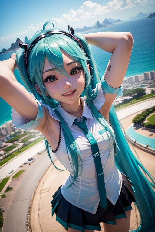 hatsune miku tirando selfie no cristo redentor brasil