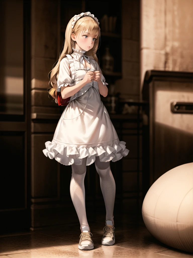 Amazing details, 8k photos, Hyperrealism, Professional Light, Realistic Background, Visual depth, Background blur, Wide-angle lens, whole body, (13 years old, cute, change, Flat Chest, Cat ear), One girl, Colored eyes, Blonde Hair, (****ta fashion: 1.5), (race, Frilled shirt, White petticoat, sneakers), (stuffed toy), pink cute backpack, street, fashion