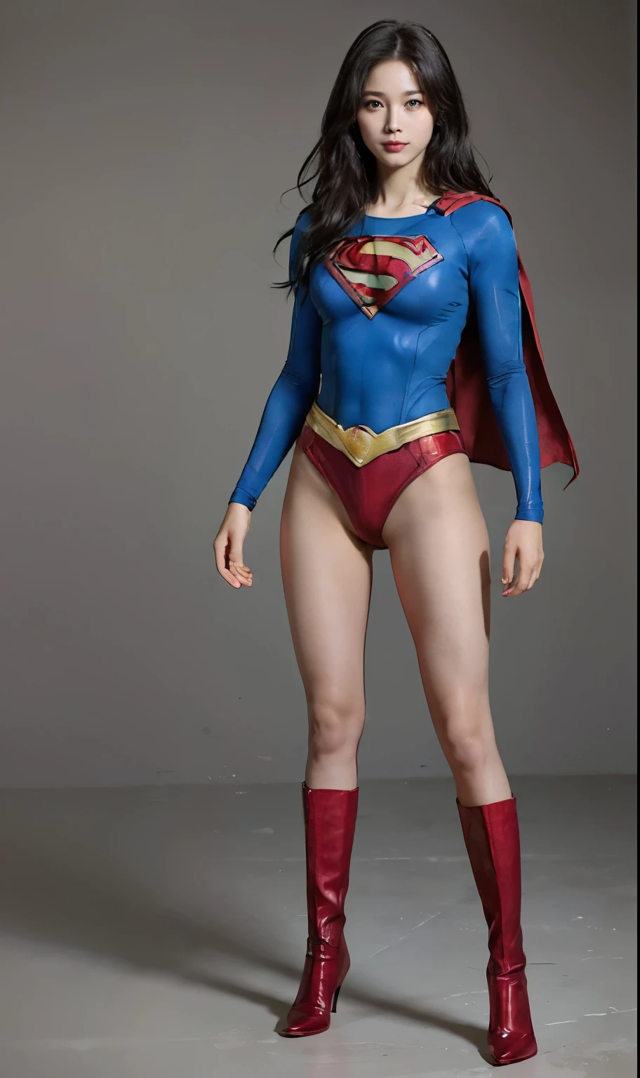 No background、(((Beautiful legs in black tights.)))、(((Legally express the beauty of your smile)))、((((Make the most of your original images)))、(((Body-hugging Supergirl costume)))、(((Supergirl Costume)))、(((Beautiful short hair)))、(((She is winking cutely.)))、(((Please wear black tights....、Wear red boots)))、((Best image quality、8k))、((highest quality、8k、masterpiece:1.3))、(((Preserve background )))、Sharp focus:1.2、Beautiful woman with perfect figure:1.4、Slim Abs:1.2、Wet body:1.5、Highly detailed face and skin texture、8k